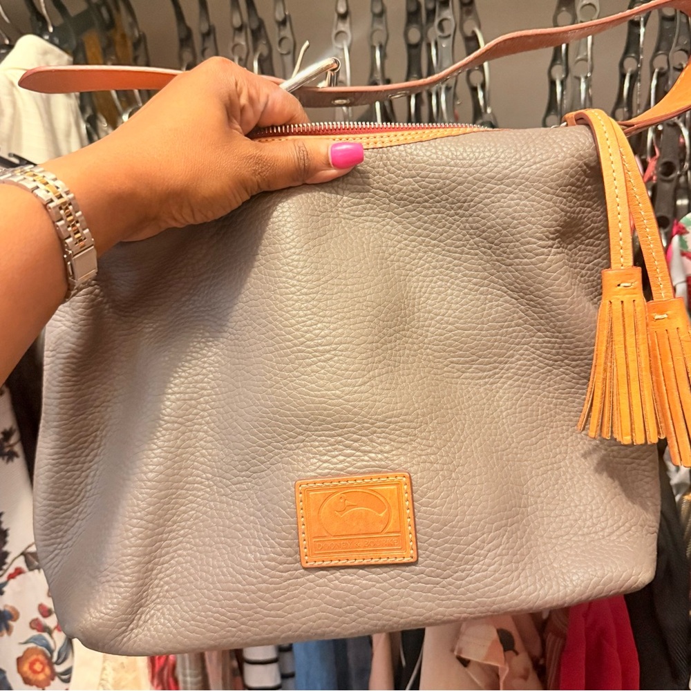 Dooney & Bourke Tan and Gray Shoulder Bag with Textured Finish